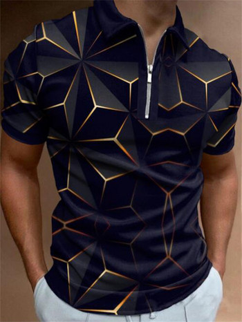 2023 Νέο ασορτί χρώματος Casual Zipper Boys με κοντό μανίκι Slim Leisure Printing Polo