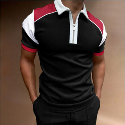 2023 Νέο ασορτί χρώματος Casual Zipper Boys με κοντό μανίκι Slim Leisure Printing Polo