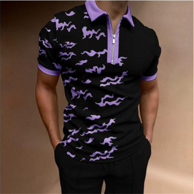 2023 Νέο ασορτί χρώματος Casual Zipper Boys με κοντό μανίκι Slim Leisure Printing Polo