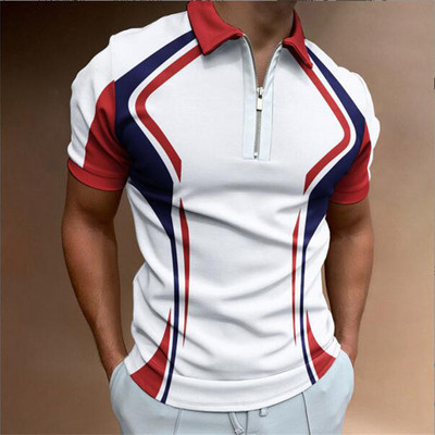 2023 Νέο ασορτί χρώματος Casual Zipper Boys με κοντό μανίκι Slim Leisure Printing Polo