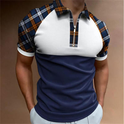 2023 Νέο ασορτί χρώματος Casual Zipper Boys με κοντό μανίκι Slim Leisure Printing Polo