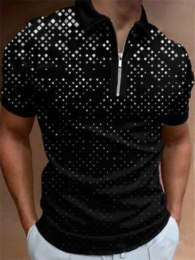 2023 Νέο ασορτί χρώματος Casual Zipper Boys με κοντό μανίκι Slim Leisure Printing Polo