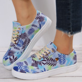 Γυναικεία πάνινα παπούτσια 2023 χαβανέζικη στάμπα ιβίσκου casual γυναικεία φλατ Καλοκαιρινό φλοράλ σχέδιο Breath Flat παπούτσια για γυναικεία Zapatos Mujer