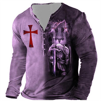 Ανδρικό μπλουζάκι παλιού στυλ Knights Templar Print 3D T-shirt 3D T-shirts Summer Super Ding Ministry Sleeve T-shirt Casual Show