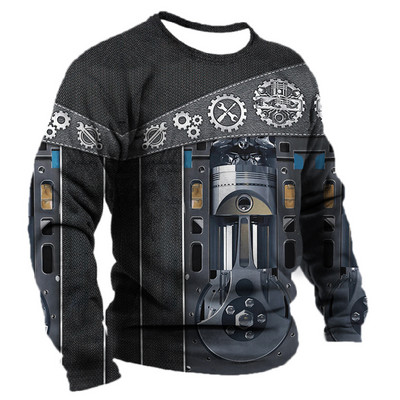 Meeste T-särk Retro T-särk Suveriietus isikupärastatud nimi Mehaanik mehaanik 3D printimine 5xl spordisärk pikkade varrukatega pulber