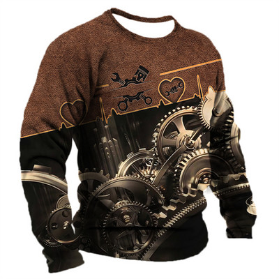 Meeste T-särk Retro T-särk Suveriietus isikupärastatud nimi Mehaanik mehaanik 3D printimine 5xl spordisärk pikkade varrukatega pulber