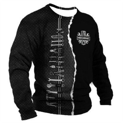 Meeste T-särk Retro T-särk Suveriietus isikupärastatud nimi Mehaanik mehaanik 3D printimine 5xl spordisärk pikkade varrukatega pulber