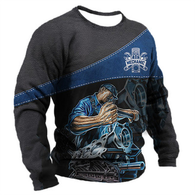 Meeste T-särk Retro T-särk Suveriietus isikupärastatud nimi Mehaanik mehaanik 3D printimine 5xl spordisärk pikkade varrukatega pulber