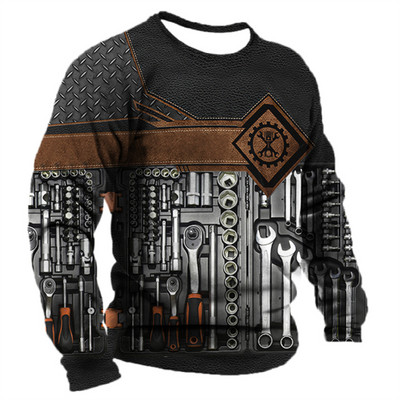 Meeste T-särk Retro T-särk Suveriietus isikupärastatud nimi Mehaanik mehaanik 3D printimine 5xl spordisärk pikkade varrukatega pulber