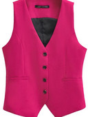 V-λαιμόκοψη μονό στήθος ροζ κόκκινο κοστούμι Γυναικείο γιλέκο Λεπτό κοντό αμάνικο παλτό 2023 New Fashion Chic γιλέκο τσέπης