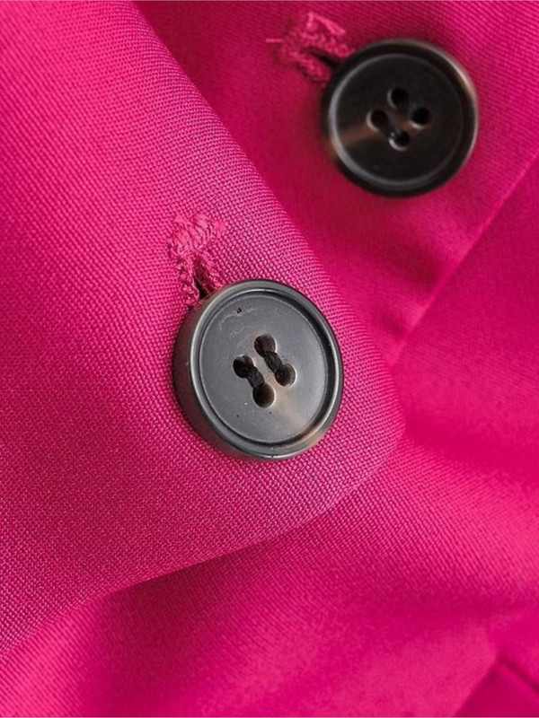 V-λαιμόκοψη μονό στήθος ροζ κόκκινο κοστούμι Γυναικείο γιλέκο Λεπτό κοντό αμάνικο παλτό 2023 New Fashion Chic γιλέκο τσέπης