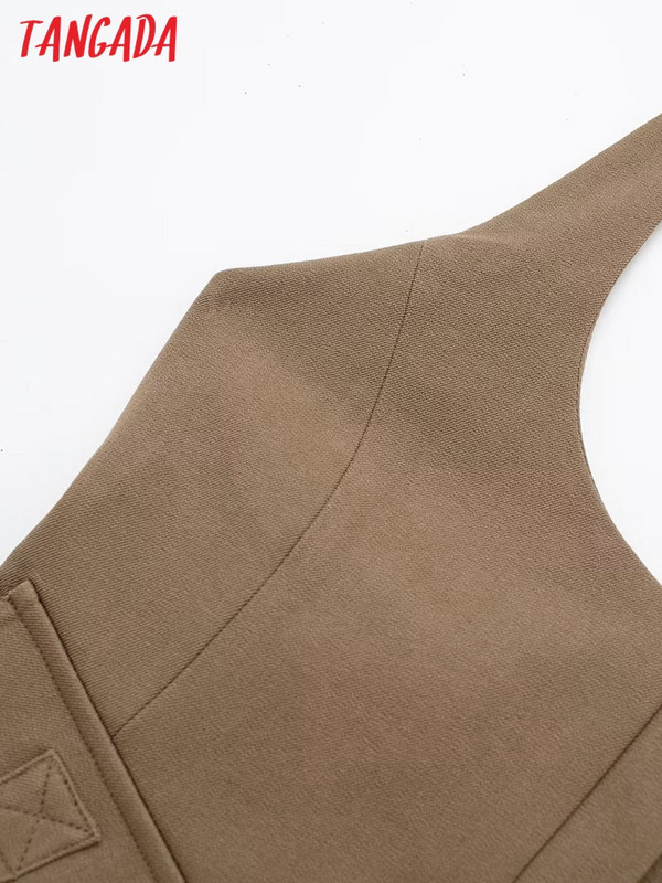 Γυναικείο γιλέκο με φερμουάρ Tangada 2023 Αμάνικο Γυναικείο Crop Outerwear 3H546