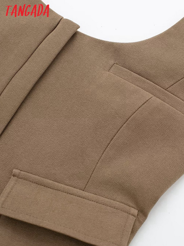 Γυναικείο γιλέκο με φερμουάρ Tangada 2023 Αμάνικο Γυναικείο Crop Outerwear 3H546