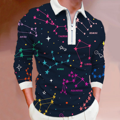 Meeste vabaaja pikkade varrukatega moodne lukuga polosärk, meeste riided Sport Sping Auutmn golfipolosärk.