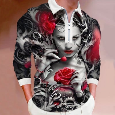 Meeste vabaaja pikkade varrukatega moodne lukuga polosärk, meeste riided Sport Sping Auutmn golfipolosärk.