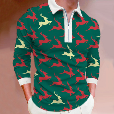 Meeste vabaaja pikkade varrukatega moodne lukuga polosärk, meeste riided Sport Sping Auutmn golfipolosärk.