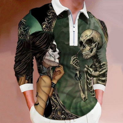 Meeste vabaaja pikkade varrukatega moodne lukuga polosärk, meeste riided Sport Sping Auutmn golfipolosärk.