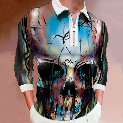 Meeste vabaaja pikkade varrukatega moodne lukuga polosärk, meeste riided Sport Sping Auutmn golfipolosärk.