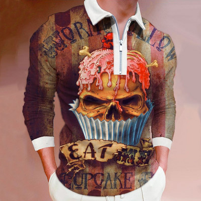 Meeste vabaaja pikkade varrukatega moodne lukuga polosärk, meeste riided Sport Sping Auutmn golfipolosärk.