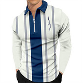 Ανοιξιάτικο και Καλοκαίρι Ανδρικό μακρυμάνικο πουκάμισο πόλο με φερμουάρ