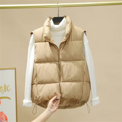 Γυναικείο γιλέκο φθινοπωρινό χειμωνιάτικο ζεστό τζάκετ Γυναικεία αμάνικα βαμβακερά γιλέκα Puffer Parkas Laides Down Βαμβακερά παλτό πανωφόρια