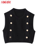 Tangada naiste 2023. aasta kuldnööbid, soojad kootud vestid, varrukateta naiste vest, BE465