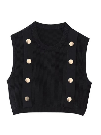 Tangada naiste 2023. aasta kuldnööbid, soojad kootud vestid, varrukateta naiste vest, BE465