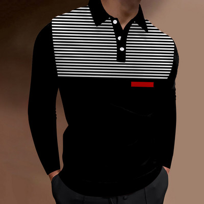 Ανδρικό Ανοιξιάτικο Φθινόπωρο Απλό Μακρυμάνικο Αθλητικό Μπλουζάκι Πόλο, Ανδρικό Μπλουζάκι Πόλο Αθλητικό Casual Personality.