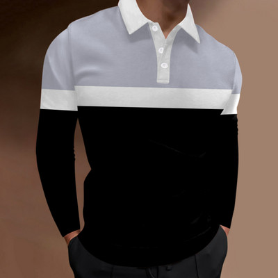 Ανδρικό Ανοιξιάτικο Φθινόπωρο Απλό Μακρυμάνικο Αθλητικό Μπλουζάκι Πόλο, Ανδρικό Μπλουζάκι Πόλο Αθλητικό Casual Personality.