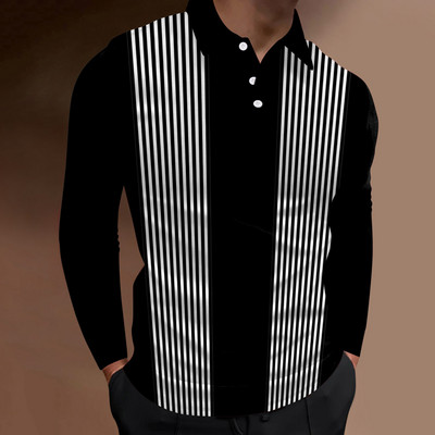 Ανδρικό Ανοιξιάτικο Φθινόπωρο Απλό Μακρυμάνικο Αθλητικό Μπλουζάκι Πόλο, Ανδρικό Μπλουζάκι Πόλο Αθλητικό Casual Personality.