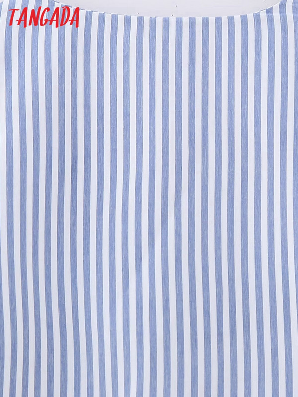 Tangada 2023 Γυναικείο μπλε ριγέ κοντό γιλέκο αμάνικο γυναικείο πανωφόρι CE194