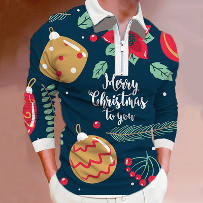 Meeste riided Suured vabaaja spordiäri vabaaja polosärk, meeste sporditriibuline prindiga ärireväär Tõmblukuga polosärk.