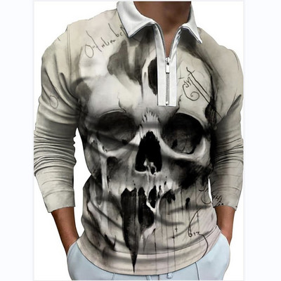 Meeste riided Suured vabaaja spordiäri vabaaja polosärk, meeste sporditriibuline prindiga ärireväär Tõmblukuga polosärk.