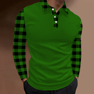 2023. aasta kevadsügis Meeste pikkade varrukatega nööbiga polosärk, meeste Slim Fit Spell Color Business polosärk.