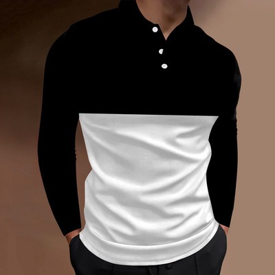 2023. aasta kevadsügis Meeste pikkade varrukatega nööbiga polosärk, meeste Slim Fit Spell Color Business polosärk.