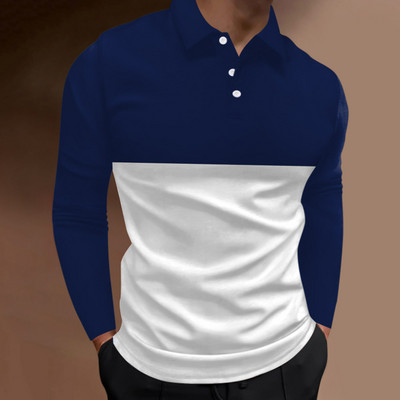 2023. aasta kevadsügis Meeste pikkade varrukatega nööbiga polosärk, meeste Slim Fit Spell Color Business polosärk.