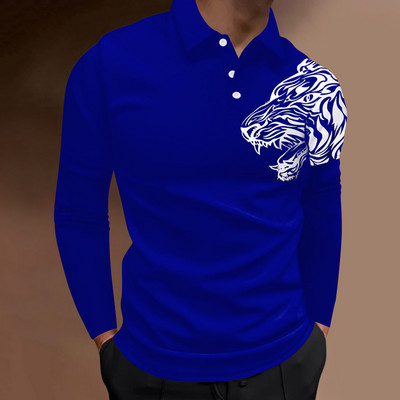 2023. aasta kevadsügis Meeste pikkade varrukatega nööbiga polosärk, meeste Slim Fit Spell Color Business polosärk.