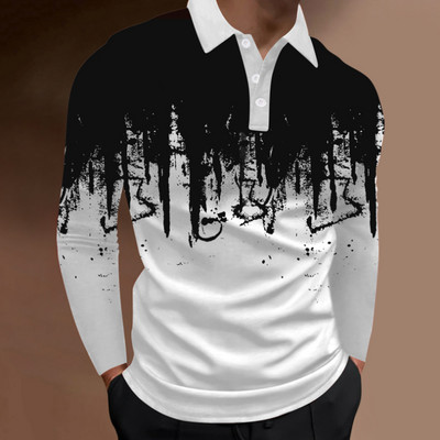 2023. aasta kevadsügis Meeste pikkade varrukatega nööbiga polosärk, meeste Slim Fit Spell Color Business polosärk.