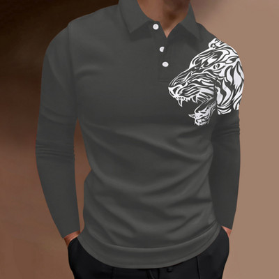 2023. aasta kevadsügis Meeste pikkade varrukatega nööbiga polosärk, meeste Slim Fit Spell Color Business polosärk.