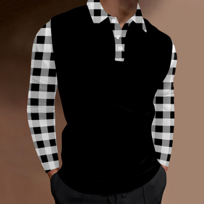 2023. aasta kevadsügis Meeste pikkade varrukatega nööbiga polosärk, meeste Slim Fit Spell Color Business polosärk.