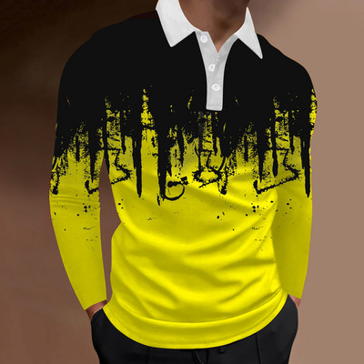 2023. aasta kevadsügis Meeste pikkade varrukatega nööbiga polosärk, meeste Slim Fit Spell Color Business polosärk.