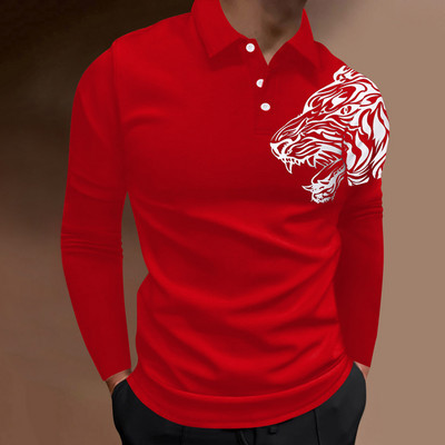 2023. aasta kevadsügis Meeste pikkade varrukatega nööbiga polosärk, meeste Slim Fit Spell Color Business polosärk.