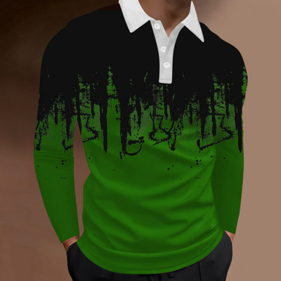 2023. aasta kevadsügis Meeste pikkade varrukatega nööbiga polosärk, meeste Slim Fit Spell Color Business polosärk.