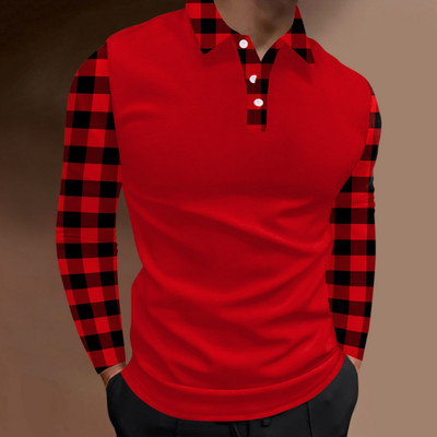 2023. aasta kevadsügis Meeste pikkade varrukatega nööbiga polosärk, meeste Slim Fit Spell Color Business polosärk.