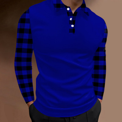 2023. aasta kevadsügis Meeste pikkade varrukatega nööbiga polosärk, meeste Slim Fit Spell Color Business polosärk.