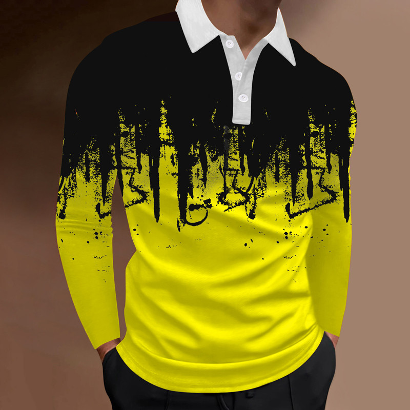 2023. aasta kevadsügis Meeste pikkade varrukatega nööbiga polosärk, meeste Slim Fit Spell Color Business polosärk.