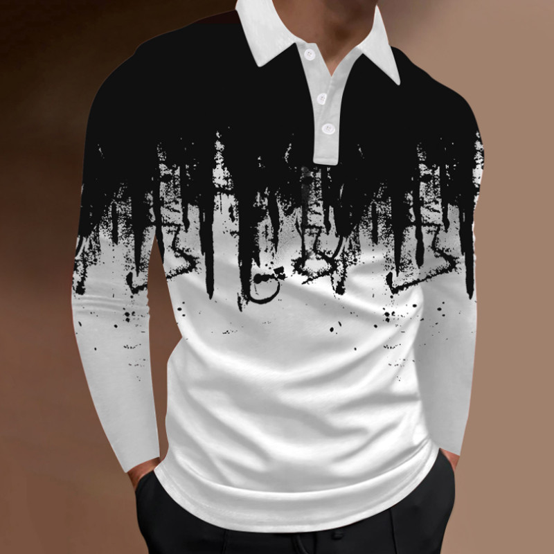 2023. aasta kevadsügis Meeste pikkade varrukatega nööbiga polosärk, meeste Slim Fit Spell Color Business polosärk.
