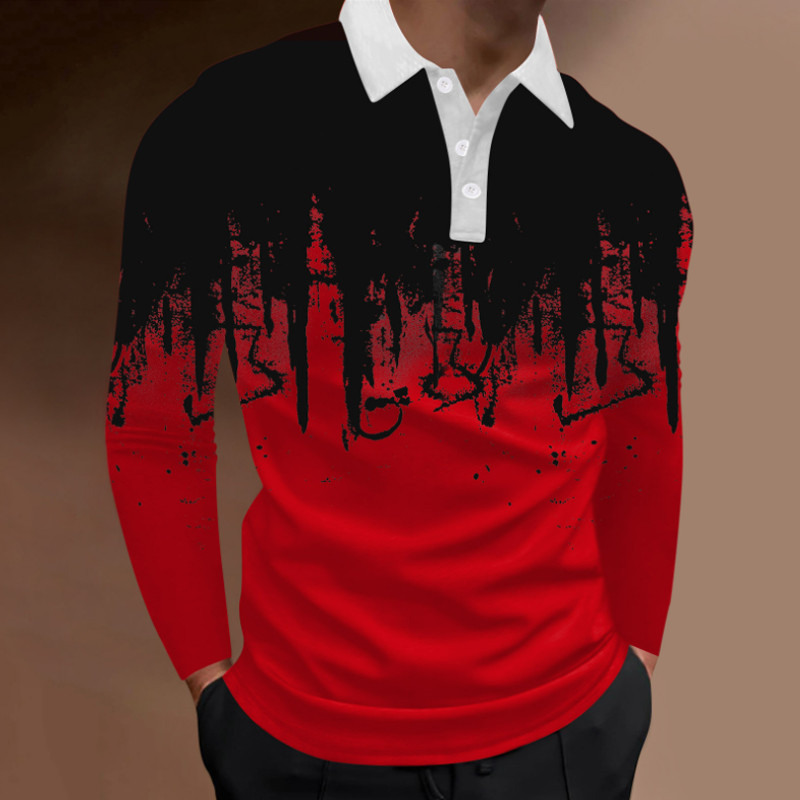 2023. aasta kevadsügis Meeste pikkade varrukatega nööbiga polosärk, meeste Slim Fit Spell Color Business polosärk.