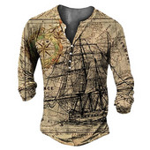 Muška osobnost, modna sportska majica dugih rukava s V ovratnikom i gumbima, muška oversize vintage majica.