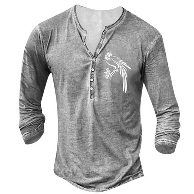 Muška osobnost, modna sportska majica dugih rukava s V ovratnikom i gumbima, muška oversize vintage majica.